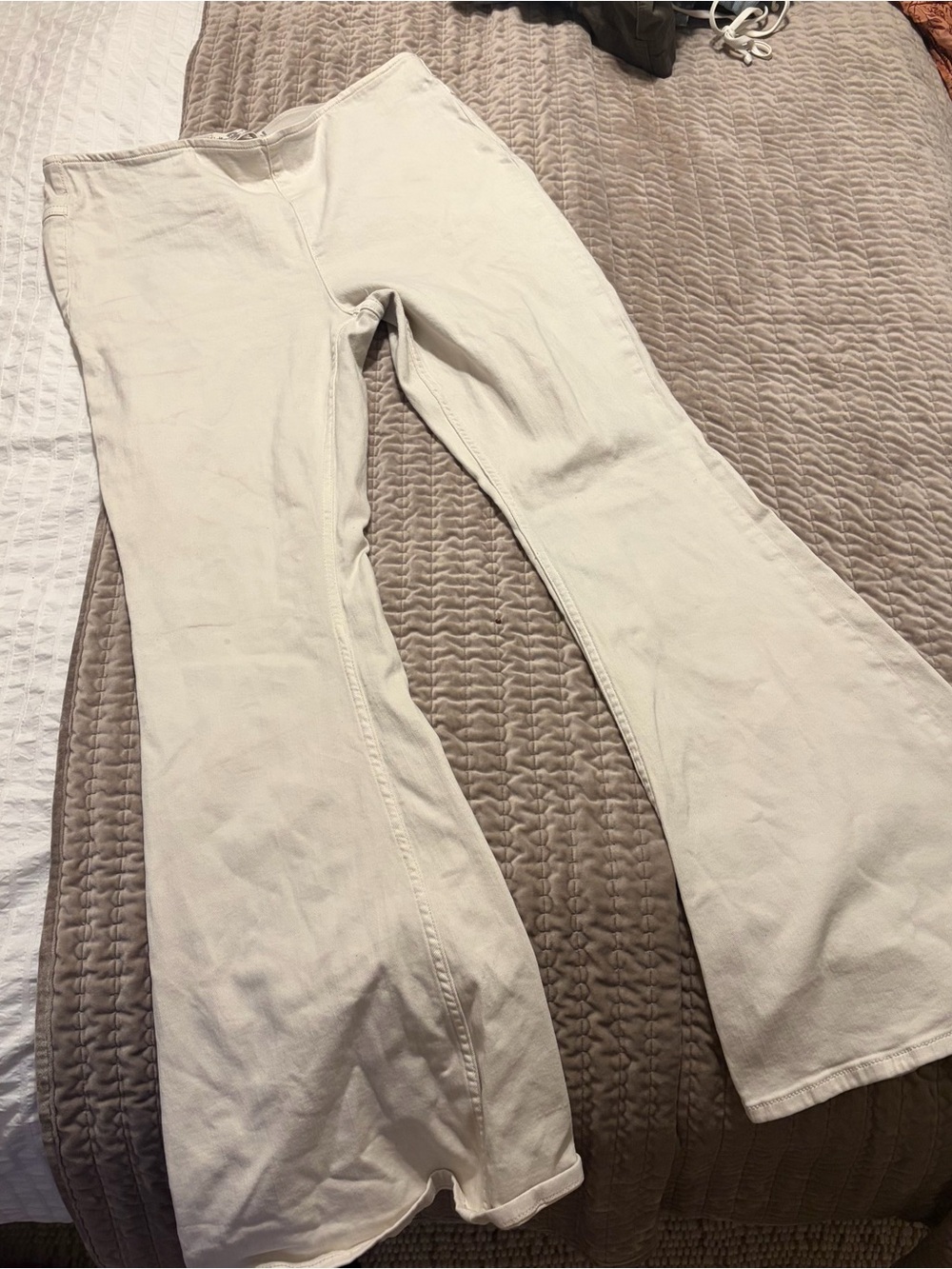 We The Free Cream Wide Leg Flare Jeans
